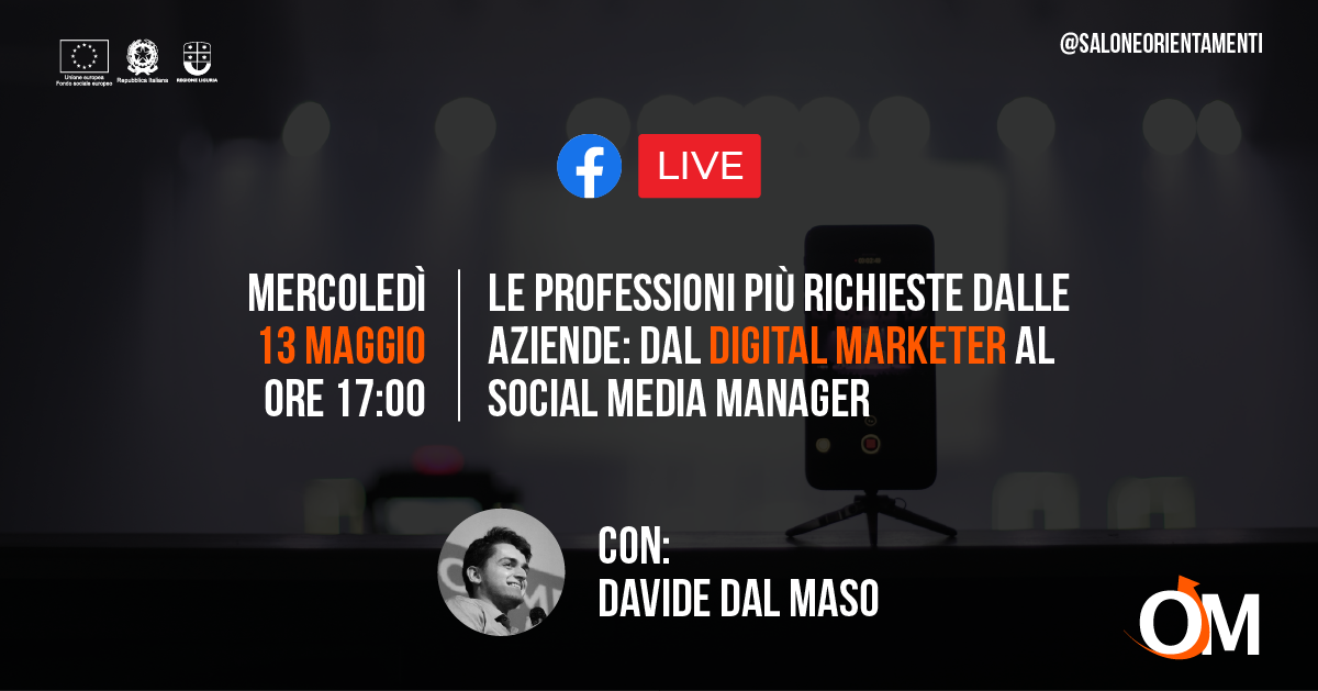 Mercoledì 13 Maggio LIVE su Facebook con Davide Dal Maso