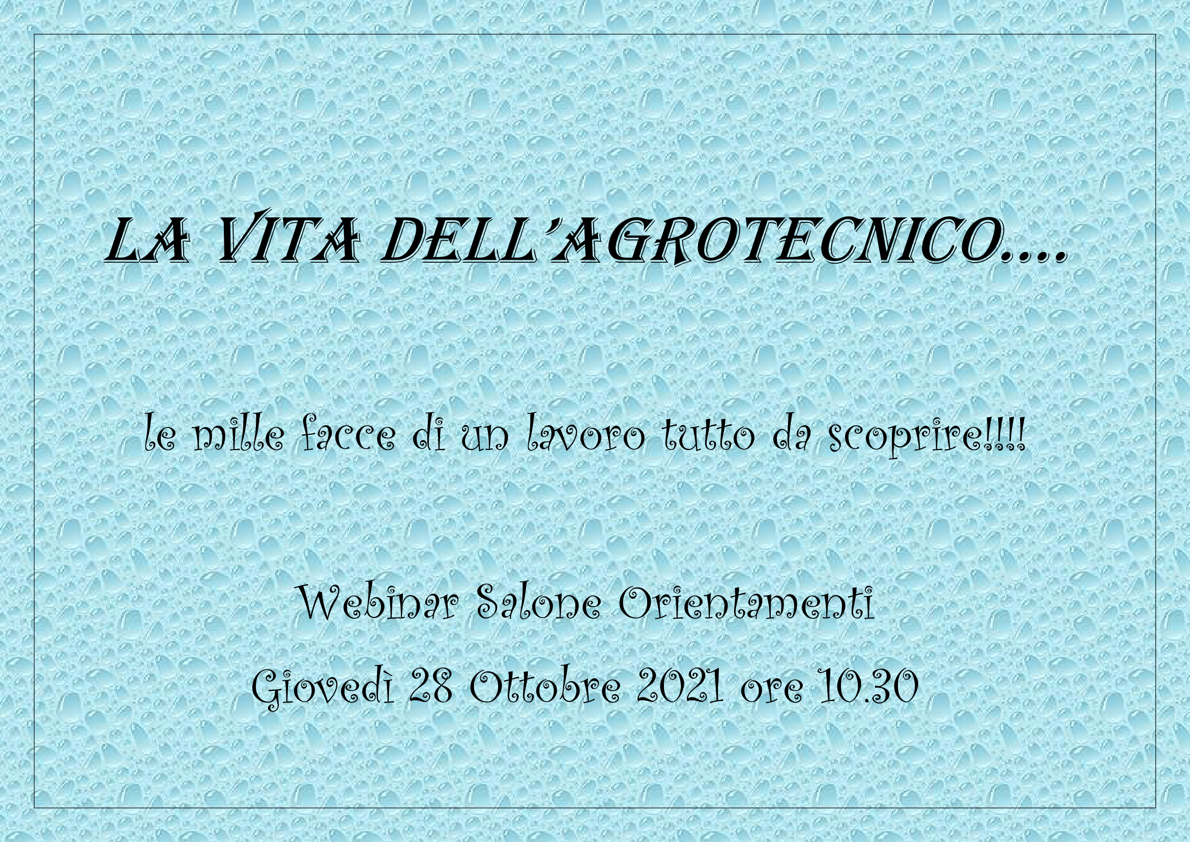 Webinar La professione dell’agrotecnico nel mondo del lavoro